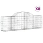 vidaXL Oblúkový gabionový kôš 8 ks 200x30x60/80 cm pozinkované železo – Obrázok 2