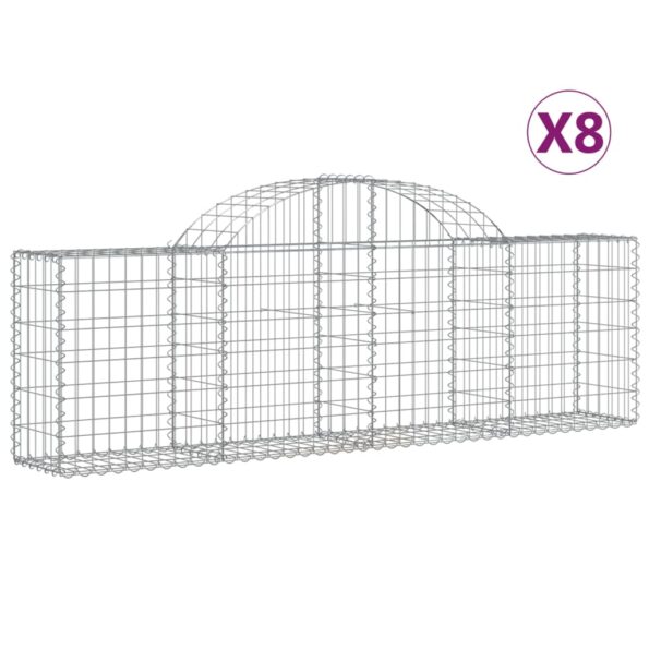vidaXL Oblúkový gabionový kôš 8 ks 200x30x60/80 cm pozinkované železo – Obrázok 2
