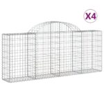 vidaXL Oblúkové gabionové koše 4 ks 200x30x80/100cm pozinkované železo – Obrázok 2