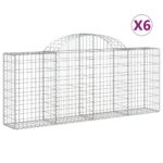vidaXL Oblúkové gabionové koše 6 ks 200x30x80/100cm pozinkované železo – Obrázok 2