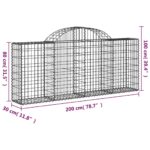 vidaXL Oblúkové gabionové koše 6 ks 200x30x80/100cm pozinkované železo – Obrázok 6