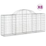 vidaXL Oblúkové gabionové koše 8 ks 200x30x80/100cm pozinkované železo – Obrázok 2