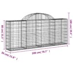 vidaXL Oblúkové gabionové koše 8 ks 200x30x80/100cm pozinkované železo – Obrázok 6