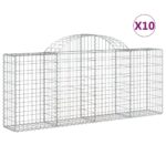 vidaXL Oblúkové gabionové koše 10ks 200x30x80/100cm pozinkované železo – Obrázok 2