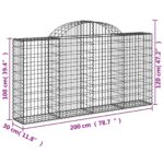 vidaXL Oblúkové gabiónové koše 4ks 200x30x100/120cm pozinkované železo – Obrázok 6