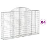 vidaXL Oblúkové gabionové koše 4 ks 200x30x120/140 cm pozink. železo – Obrázok 2