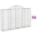 vidaXL Oblúkové gabionové koše 6 ks 200x30x120/140 cm pozink. železo – Obrázok 2
