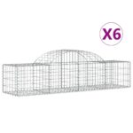 vidaXL Oblúkový gabionový kôš 6 ks 200x50x40/60 cm pozinkované železo – Obrázok 2