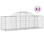 vidaXL Oblúkový gabionový kôš 2 ks 200x50x60/80 cm pozinkované železo – Obrázok 2