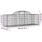 vidaXL Oblúkový gabionový kôš 13 ks 200x50x60/80 cm pozinkované železo – Obrázok 6