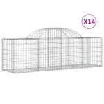 vidaXL Oblúkový gabionový kôš 14 ks 200x50x60/80 cm pozinkované železo – Obrázok 2