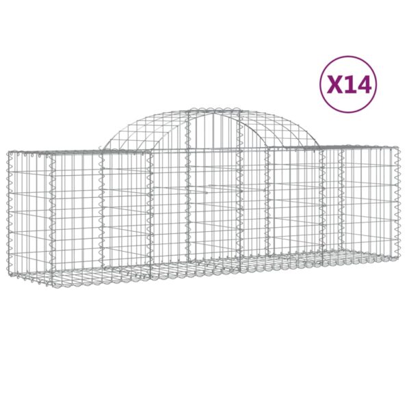 vidaXL Oblúkový gabionový kôš 14 ks 200x50x60/80 cm pozinkované železo – Obrázok 2