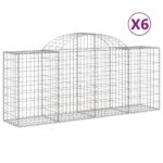 vidaXL Oblúkové gabionové koše 6 ks 200x50x80/100cm pozinkované železo – Obrázok 2