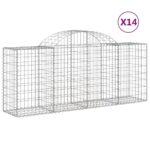 vidaXL Oblúkové gabionové koše 14 ks 200x50x80/100 cm pozink. železo – Obrázok 2