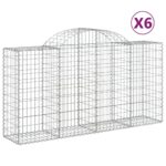vidaXL Oblúkové gabiónové koše 6ks 200x50x100/120cm pozinkované železo – Obrázok 2