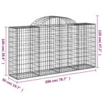 vidaXL Oblúkové gabiónové koše 6ks 200x50x100/120cm pozinkované železo – Obrázok 6