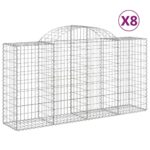 vidaXL Oblúkové gabiónové koše 8ks 200x50x100/120cm pozinkované železo – Obrázok 2