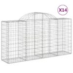 vidaXL Oblúkové gabiónové koše 14 ks 200x50x100/120cm pozinkov. železo – Obrázok 2
