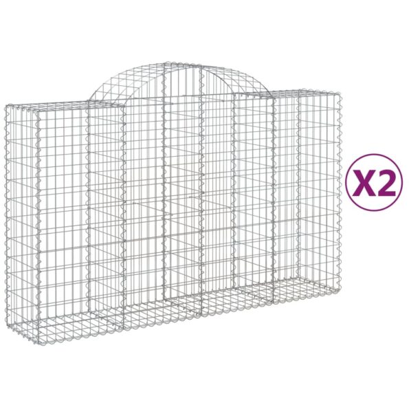 vidaXL Oblúkové gabionové koše 2 ks 200x50x120/140 cm pozink. železo – Obrázok 2