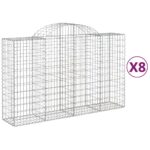 vidaXL Oblúkové gabionové koše 8 ks 200x50x120/140 cm pozink. železo – Obrázok 2