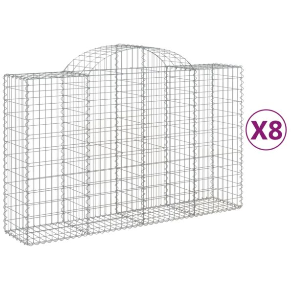 vidaXL Oblúkové gabionové koše 8 ks 200x50x120/140 cm pozink. železo – Obrázok 2