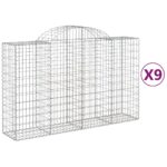 vidaXL Oblúkové gabionové koše 9 ks 200x50x120/140 cm pozink. železo – Obrázok 2