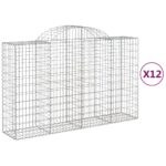 vidaXL Oblúkové gabionové koše 12 ks 200x50x120/140 cm pozink. železo – Obrázok 2