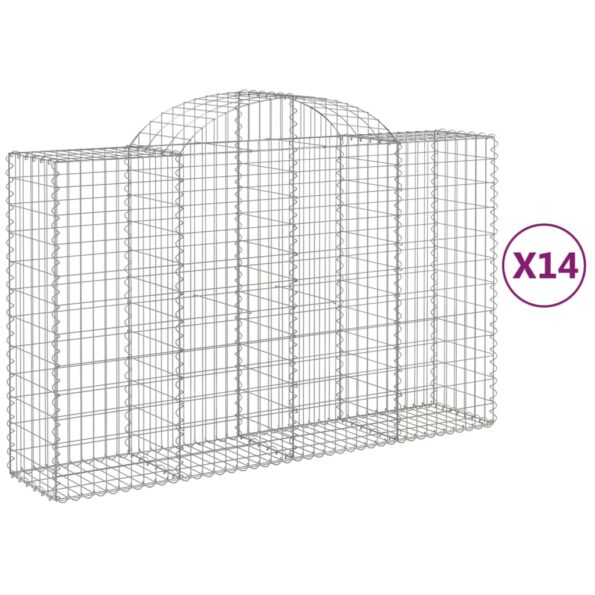 vidaXL Oblúkové gabionové koše 14 ks 200x50x120/140 cm pozink. železo – Obrázok 2