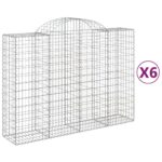 vidaXL Oblúkové gabionové koše 6 ks 200x50x140/160 cm pozink. železo – Obrázok 2