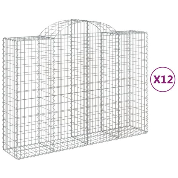 vidaXL Oblúkové gabionové koše 12 ks 200x50x140/160 cm pozink. železo – Obrázok 2