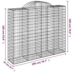 vidaXL Oblúkové gabiónové koše 6ks 200x50x160/180cm pozinkované železo – Obrázok 6