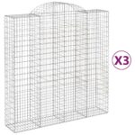 vidaXL Oblúkový gabionový kôš 3 ks 200x50x200/220cm pozinkované železo – Obrázok 2