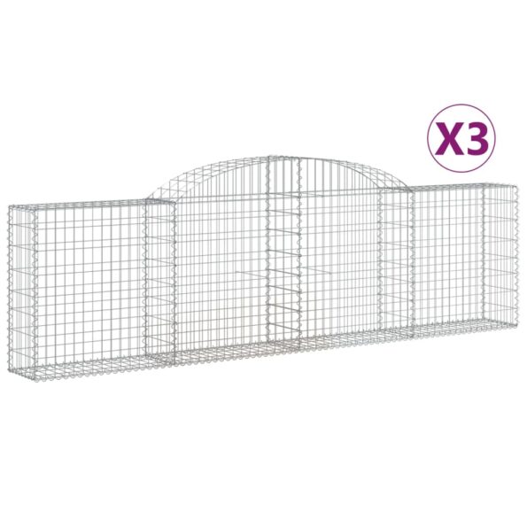 vidaXL Oblúkové gabionové koše 3 ks 300x30x80/100cm pozinkované železo – Obrázok 2