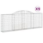 vidaXL Oblúkové gabiónové koše 9ks 300x30x100/120cm pozinkované železo – Obrázok 2