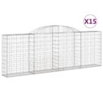 vidaXL Oblúkové gabiónové koše 15 ks 300x30x100/120cm pozinkov. železo – Obrázok 2