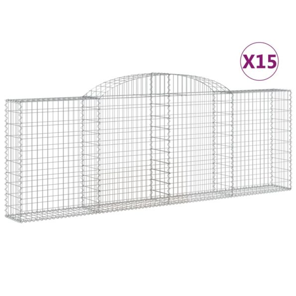 vidaXL Oblúkové gabiónové koše 15 ks 300x30x100/120cm pozinkov. železo – Obrázok 2