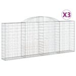 vidaXL Oblúkové gabionové koše 3 ks 300x30x120/140 cm pozink. železo – Obrázok 2