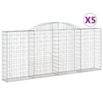 vidaXL Oblúkové gabionové koše 5 ks 300x30x120/140 cm pozink. železo – Obrázok 2