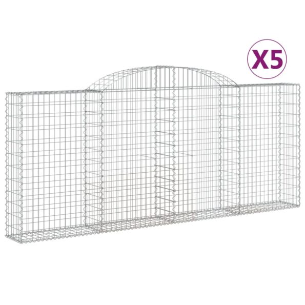vidaXL Oblúkové gabionové koše 5 ks 300x30x120/140 cm pozink. železo – Obrázok 2