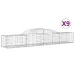 vidaXL Oblúkový gabionový kôš 9 ks 300x50x40/60 cm pozinkované železo – Obrázok 2