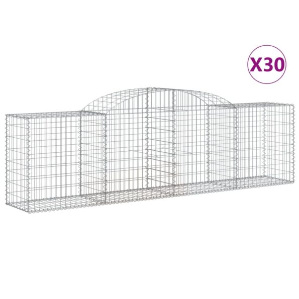 vidaXL Oblúkové gabionové koše 30ks 300x50x80/100cm pozinkované železo – Obrázok 2