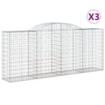 vidaXL Oblúkové gabionové koše 3 ks 300x50x120/140 cm pozink. železo – Obrázok 2