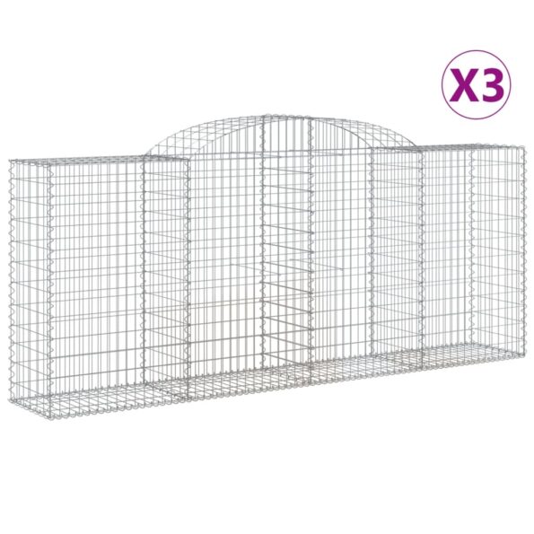 vidaXL Oblúkové gabionové koše 3 ks 300x50x120/140 cm pozink. železo – Obrázok 2