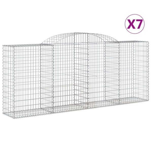 vidaXL Oblúkové gabionové koše 7 ks 300x50x120/140 cm pozink. železo – Obrázok 2