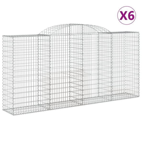 vidaXL Oblúkové gabionové koše 6 ks 300x50x140/160 cm pozink. železo – Obrázok 2