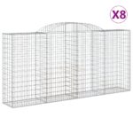 vidaXL Oblúkové gabionové koše 8 ks 300x50x140/160 cm pozink. železo – Obrázok 2