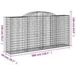 vidaXL Oblúkové gabionové koše 8 ks 300x50x140/160 cm pozink. železo – Obrázok 6