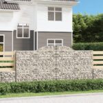 vidaXL Oblúkové gabionové koše 8 ks 300x50x140/160 cm pozink. železo