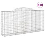 vidaXL Oblúkové gabionové koše 10 ks 300x50x140/160 cm pozink. železo – Obrázok 2