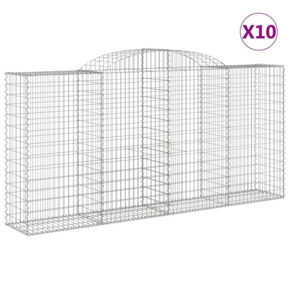 vidaXL Oblúkové gabionové koše 10 ks 300x50x140/160 cm pozink. železo – Obrázok 2